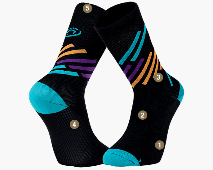 Light RUN high Miami socks Black/Turquoise